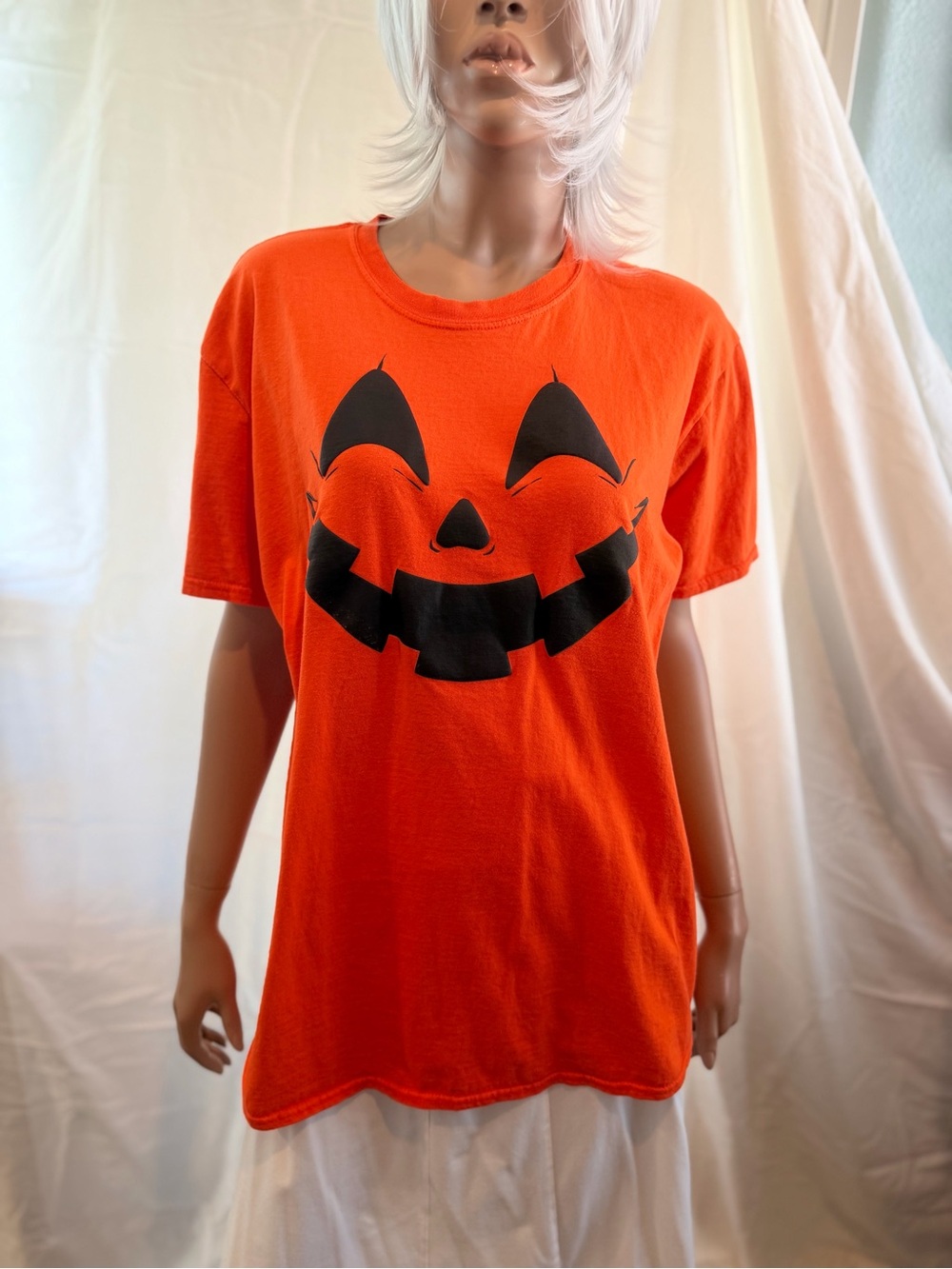 MAD Engine Orange & Black Pumpkin Face Unisex Costume Tee